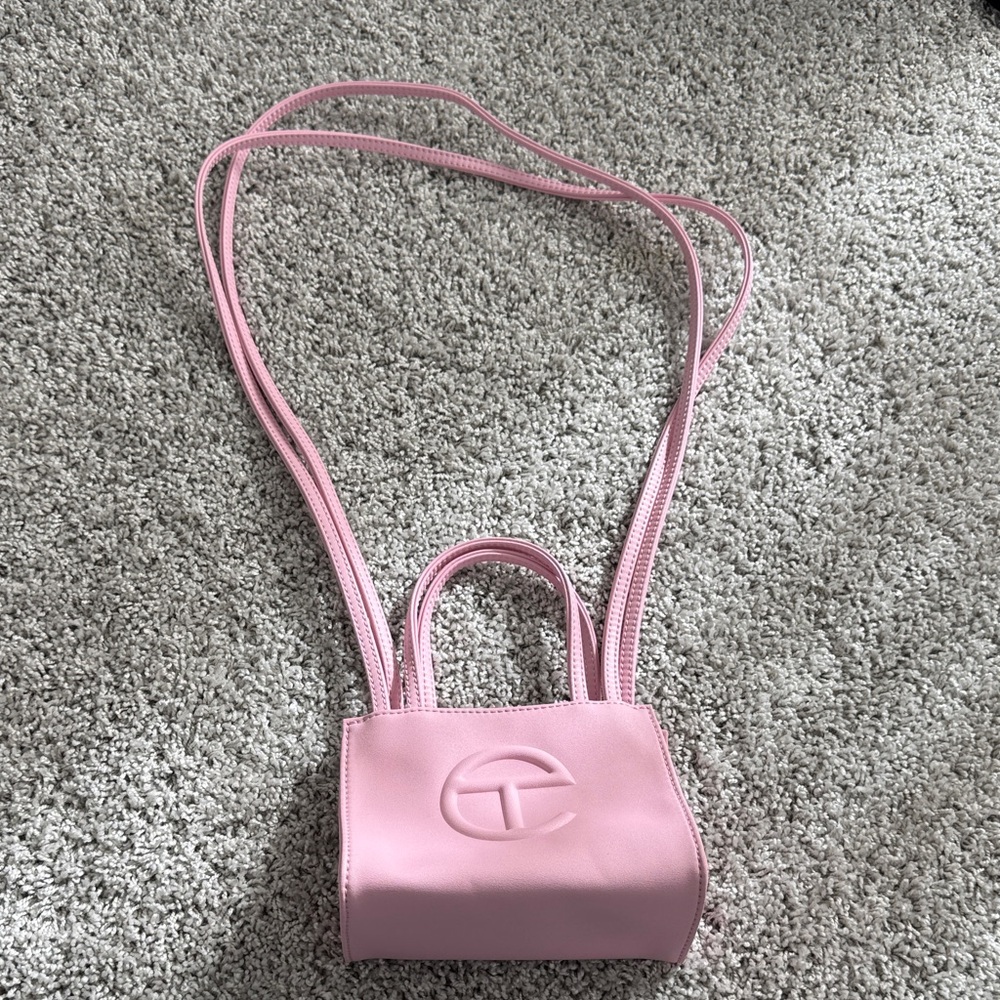 Pink Mini Crossbody Handbag Telfar Logo